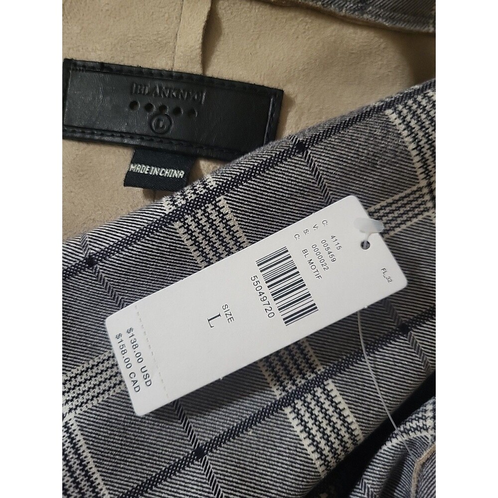 Blank NYC Anthropologie Renegade Gray Plaid Longline Jacket Faux Suede L New - Picture 3 of 9